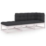 3-Piece Garden Sofa Set with Cushions Outdoor Patio Lounge Furniture Solid Pinewood