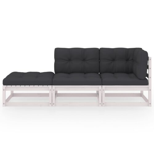 3-Piece Garden Sofa Set with Cushions Outdoor Patio Lounge Furniture Solid Pinewood - Image 3