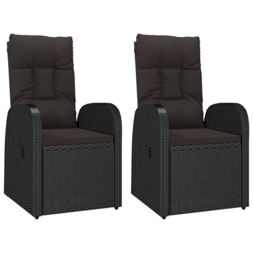 3-Piece Garden Lounge Set Black Poly Rattan Steel - Image 4
