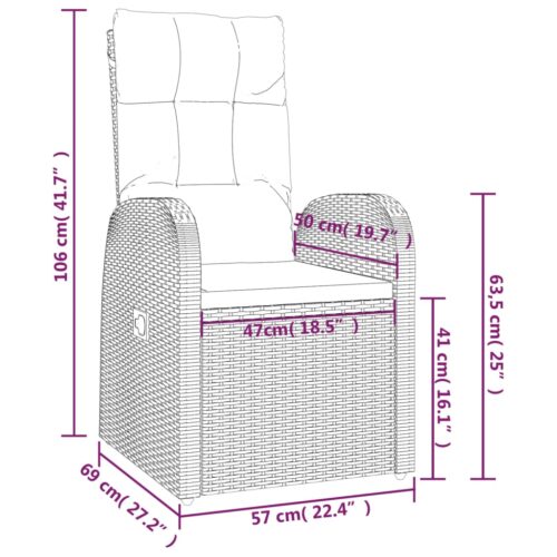 3-Piece Garden Lounge Set Black Poly Rattan Steel - Image 6