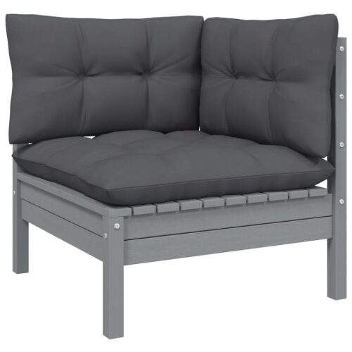3-Piece Garden Sofa Set with Anthracite Cushions Outdoor Patio Lounge Furniture Pinewood - Image 4