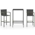 3pcs Outdoor Bar Set Garden Patio Lounge Wicker Rattan Dining Bar Stools Table