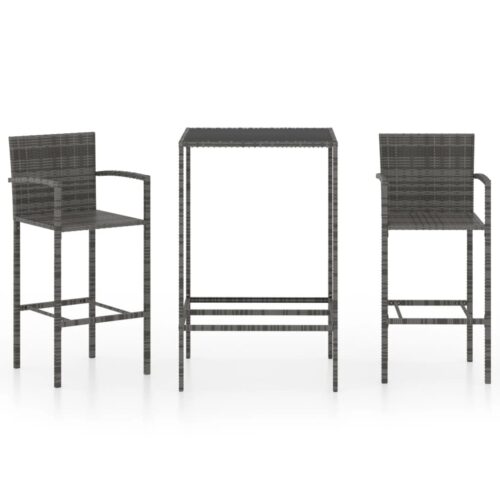 3pcs Outdoor Bar Set Garden Patio Lounge Wicker Rattan Dining Bar Stools Table