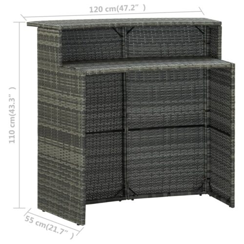 4-Piece Garden Bar Set with Cushions Outdoor Patio Lounge Furniture Grey - Image 8