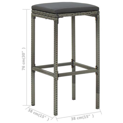 4-Piece Garden Bar Set with Cushions Outdoor Patio Lounge Furniture Grey - Image 9
