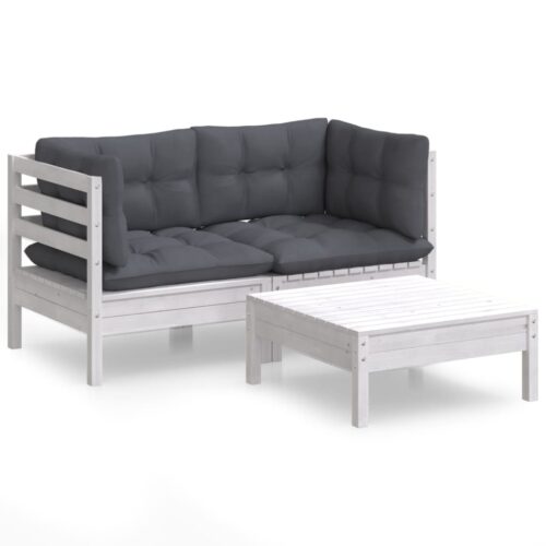 3-Piece Garden Sofa Set with Anthracite Cushions Outdoor Patio Lounge Furniture Pinewood - Image 11