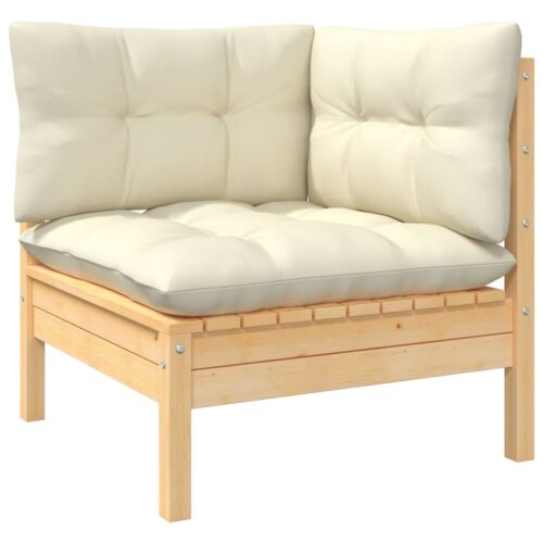 4-Piece Garden Sofa Set with Cream Cushions Outdoor Patio Lounge Furniture Solid Pinewood - Image 3