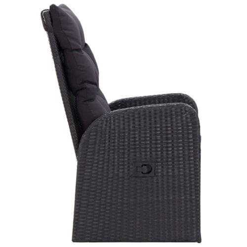 3-Piece Garden Dining Set with Cushions Outdoor Patio Lounge Furniture Black - Image 6