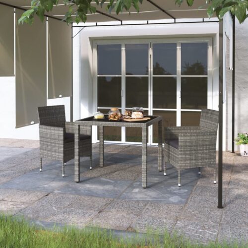3-Piece Garden Dining Set Outdoor Patio Lounge Bistro Table Chairs Furniture - Image 2