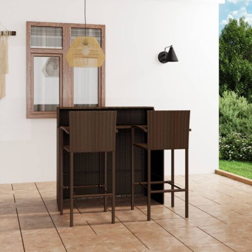 3-Piece Garden Bar Set Brown - Image 2
