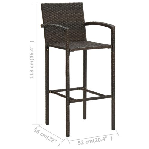 3-Piece Garden Bar Set Brown - Image 9