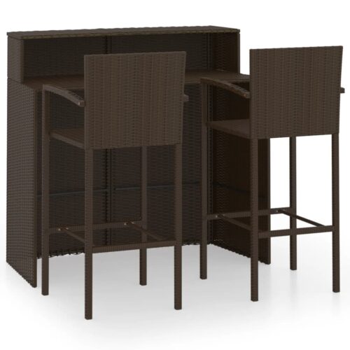3-Piece Garden Bar Set Brown - Image 11