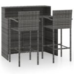3-Piece Garden Bar Set Grey