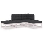 4-Piece Garden Sofa Set with Cushions Outdoor Patio Lounge Furniture Solid Pinewood