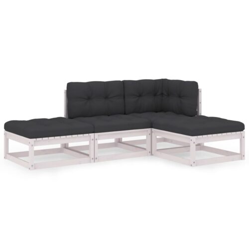 4-Piece Garden Sofa Set with Cushions Outdoor Patio Lounge Furniture Solid Pinewood