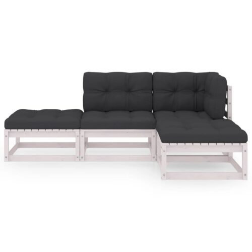 4-Piece Garden Sofa Set with Cushions Outdoor Patio Lounge Furniture Solid Pinewood - Image 3
