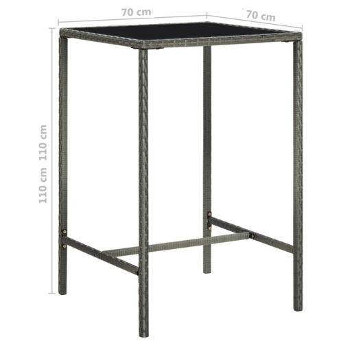 3-Piece Garden Bar Set with Cushions Outdoor Patio Lounge Furniture Poly Rattan Grey - Image 10