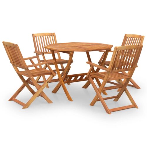 5-Piece Garden Dining Set Solid Wood Acacia - Image 11
