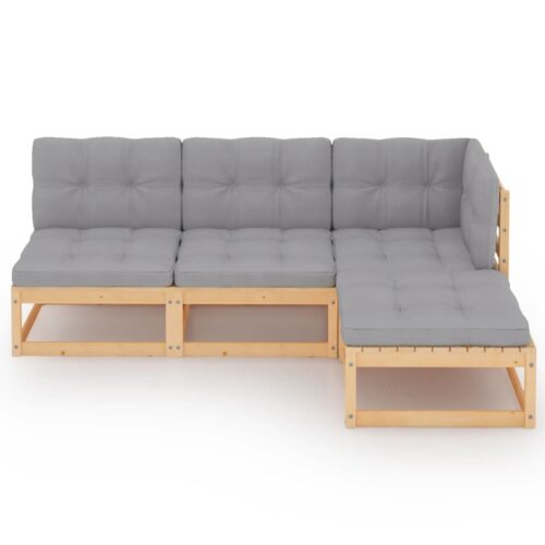 4-Piece Garden Sofa Set with Cushions Outdoor Patio Lounge Furniture Solid Pinewood - Image 3