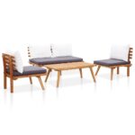 4-Piece Garden Sofa Set with Cushions Outdoor Patio Lounge Furniture Solid Wood Acacia