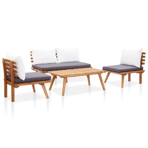 4-Piece Garden Sofa Set with Cushions Outdoor Patio Lounge Furniture Solid Wood Acacia