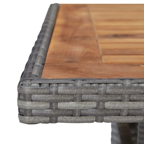 3-Piece Garden Dining Set Grey Poly Rattan and Acacia Wood - Image 4