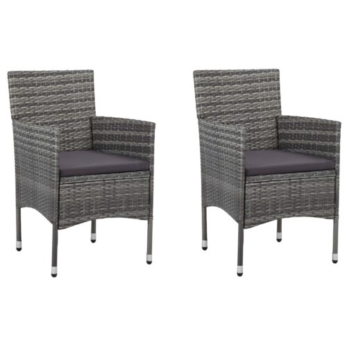 3-Piece Garden Dining Set Grey Poly Rattan and Acacia Wood - Image 6