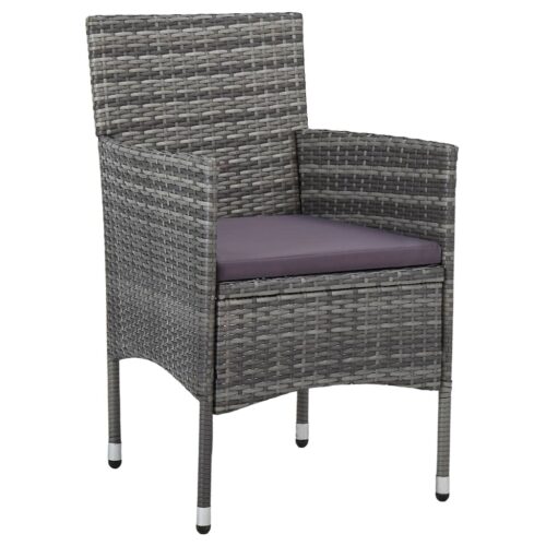3-Piece Garden Dining Set Grey Poly Rattan and Acacia Wood - Image 7