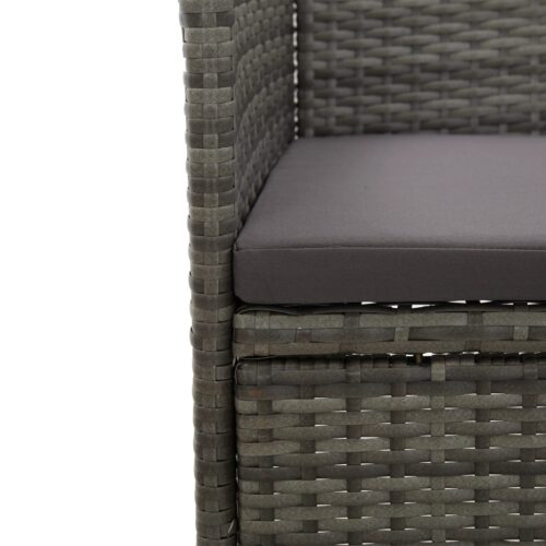3-Piece Garden Dining Set Grey Poly Rattan and Acacia Wood - Image 11