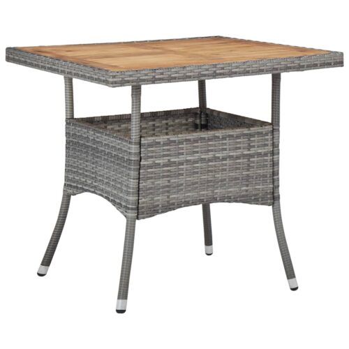 3-Piece Garden Dining Set Grey Poly Rattan and Acacia Wood - Image 13