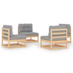 4-Piece Garden Sofa Set with Cushions Outdoor Patio Lounge Furniture Solid Pinewood