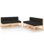 4-Piece Garden Sofa Set with Cushions Outdoor Patio Lounge Furniture Solid Pinewood