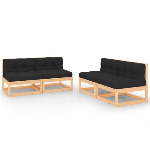 4-Piece Garden Sofa Set with Cushions Outdoor Patio Lounge Furniture Solid Pinewood