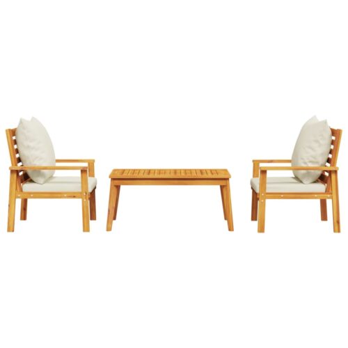 3-Piece Garden Sofa Set with Cushions Outdoor Patio Lounge Furniture Solid Wood Acacia - Image 3