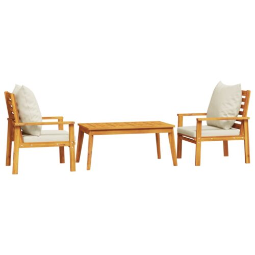 3-Piece Garden Sofa Set with Cushions Outdoor Patio Lounge Furniture Solid Wood Acacia - Image 13