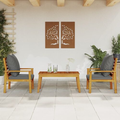 3-Piece Garden Sofa Set with Cushions Outdoor Patio Lounge Furniture Solid Wood Acacia - Image 2