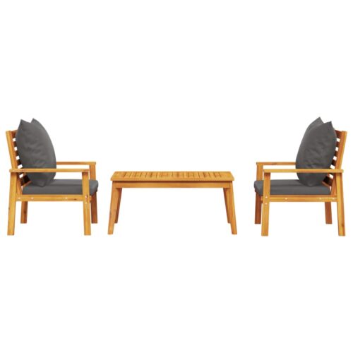 3-Piece Garden Sofa Set with Cushions Outdoor Patio Lounge Furniture Solid Wood Acacia - Image 3