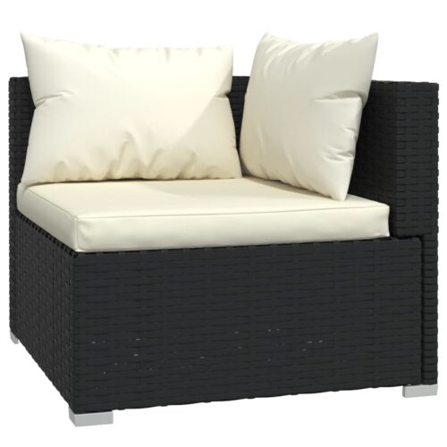 4-Piece Garden Sofa Set with Cushions Outdoor Patio Lounge Furniture Poly Rattan Black - Image 5
