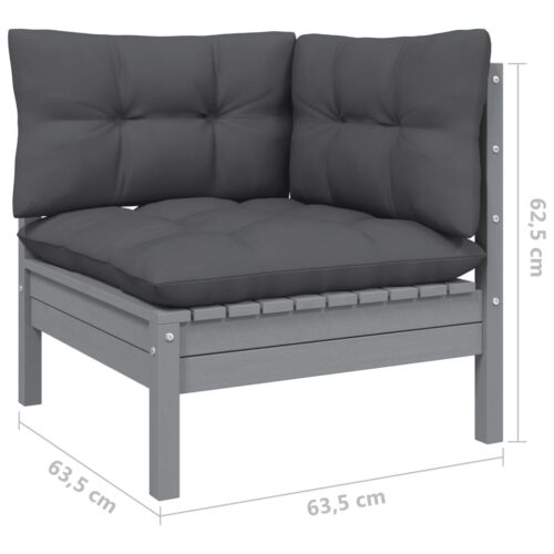 4-Piece Garden Sofa Set with Cushions Outdoor Patio Lounge Furniture Grey Pinewood - Image 6