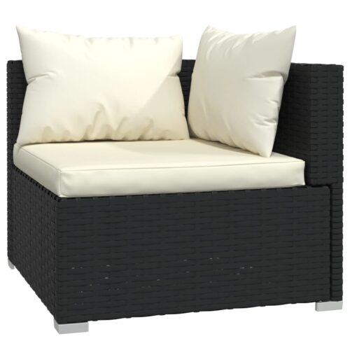4-Piece Garden Sofa Set with Cushions Outdoor Patio Lounge Furniture Poly Rattan Black - Image 3