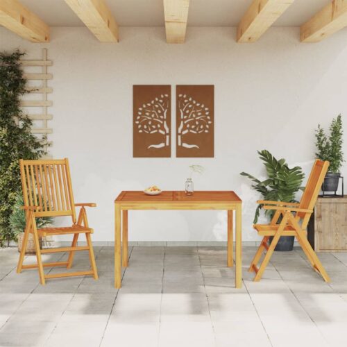 3-Piece Garden Dining Set Solid Wood Acacia - Image 2