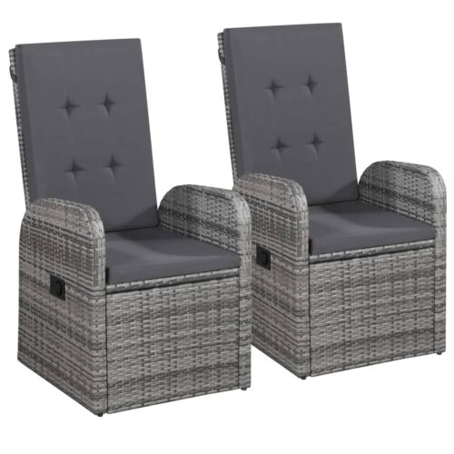 3-Piece Garden Dining Set with Cushions Outdoor Patio Lounge Furniture Grey - Image 3