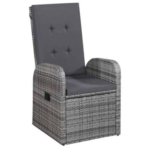 3-Piece Garden Dining Set with Cushions Outdoor Patio Lounge Furniture Grey - Image 4