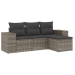 4-Piece Garden Sofa Set with Cushions Outdoor Patio Lounge Furniture Grey Poly Rattan