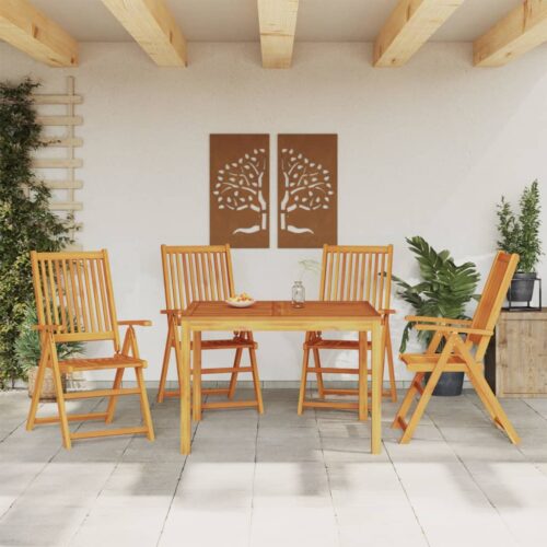 5-Piece Garden Dining Set Solid Wood Acacia - Image 2