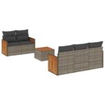 6-Piece Garden Sofa Set with Cushions Outdoor Patio Lounge Furniture Grey Poly Rattan