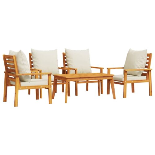 5-Piece Garden Lounge Set with Cushions Outdoor Patio Lounge Furniture Solid Wood Acacia