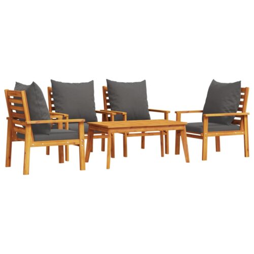 5-Piece Garden Lounge Set with Cushions Outdoor Patio Lounge Furniture Solid Wood Acacia - Image 13