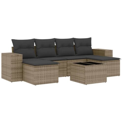 7-Piece Garden Sofa Set Outdoor Patio Lounge Wicker Rattan Furniture Setting Grey