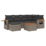 7-Piece Garden Sofa Set Outdoor Patio Lounge Wicker Rattan Furniture Setting Grey